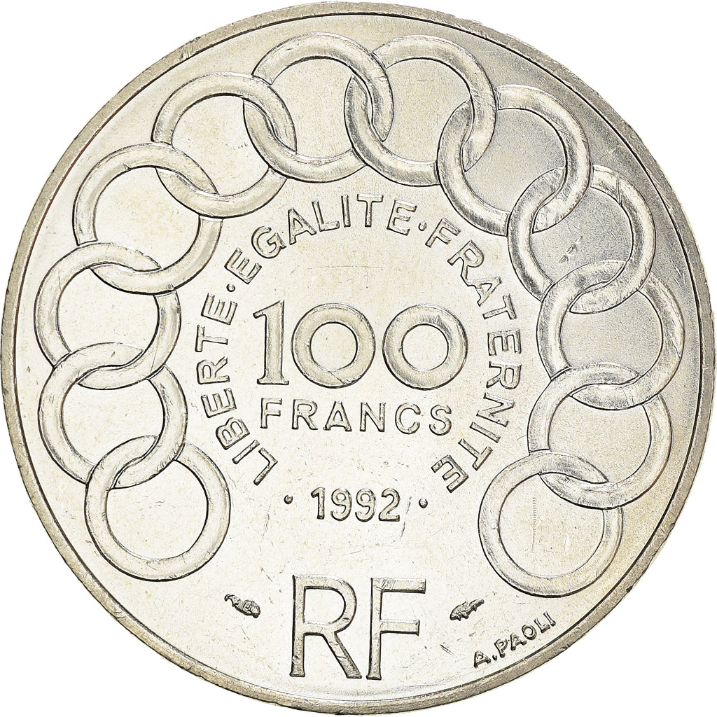 Coin, France, Jean Monnet, 100 Francs, 1992, Paris, AU(50-53), Silver, KM:1120