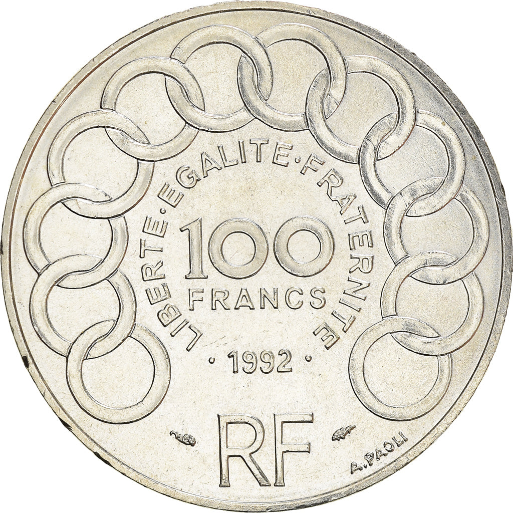 Coin, France, Jean Monnet, 100 Francs, 1992, Paris, AU(55-58), Silver, KM:1120