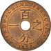 Moneda, Indochina francesa, Cent, 1937, Paris, EBC+, Bronce, KM:12.1