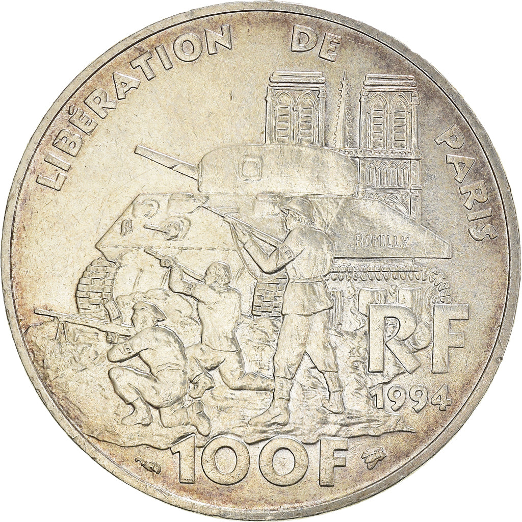 Munten, Frankrijk, Libération de Paris, 100 Francs, 1994, ZF+, Zilver