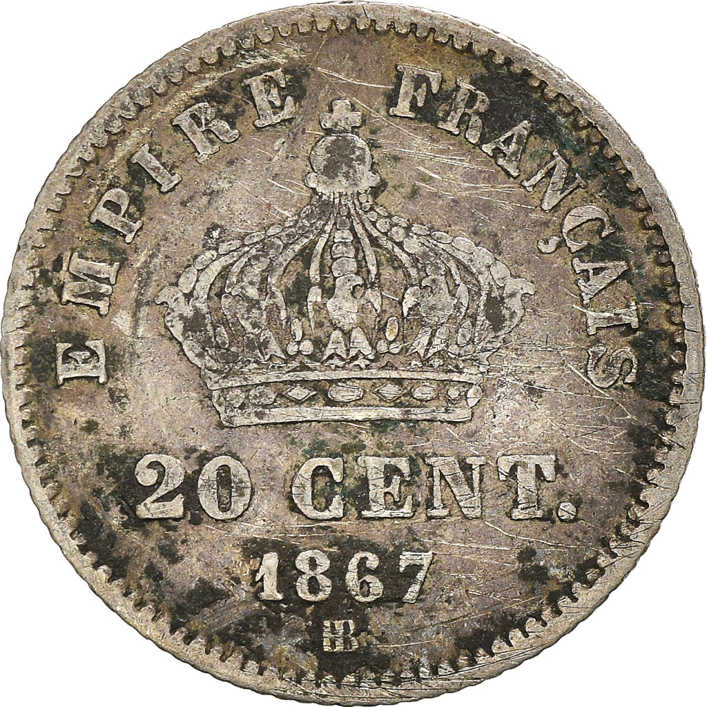 Münze, Frankreich, Napoleon III, 20 Centimes, 1867, Strasbourg, S, Silber