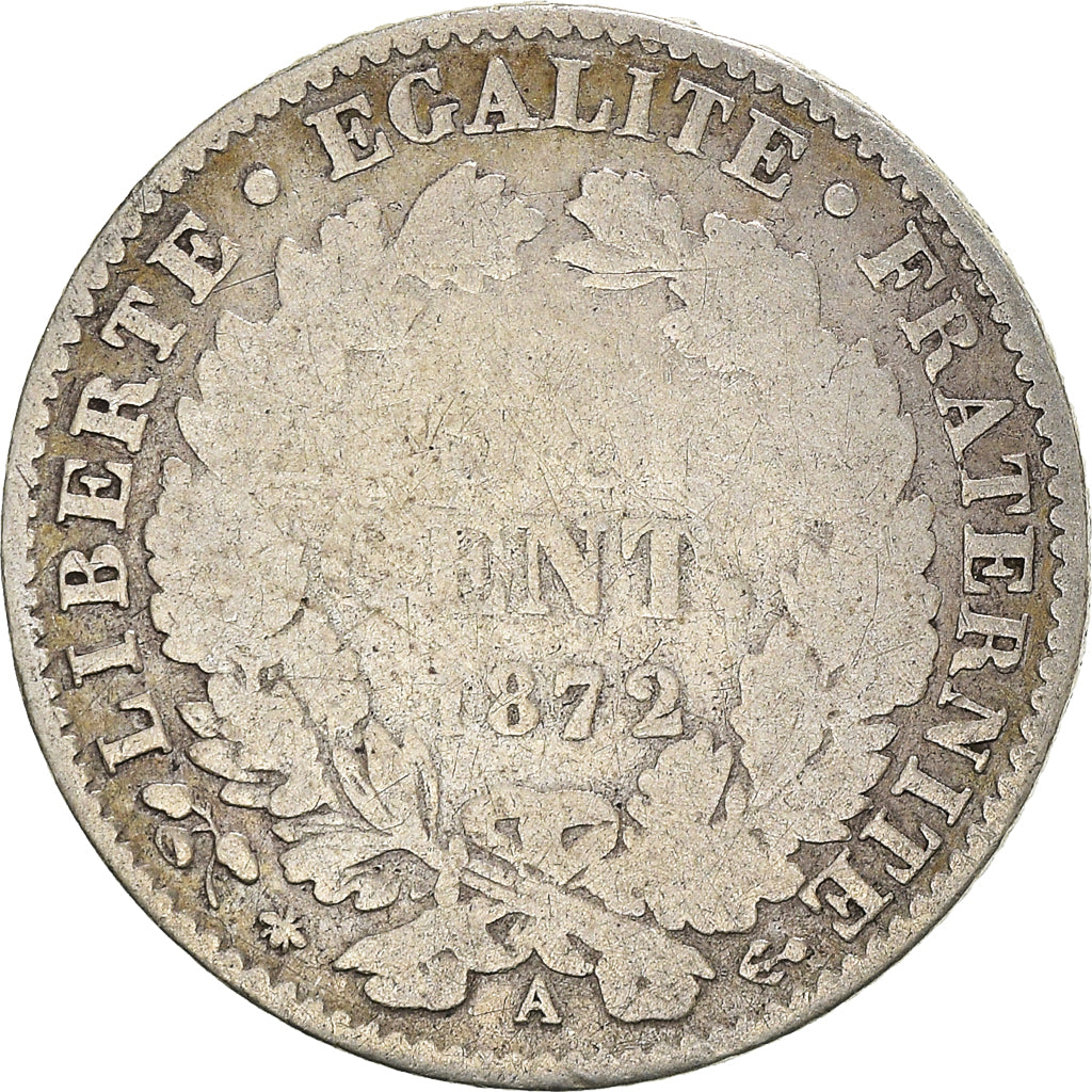 Coin, France, Cérès, 50 Centimes, 1872, Paris, VF(20-25), Silver, KM:834.1