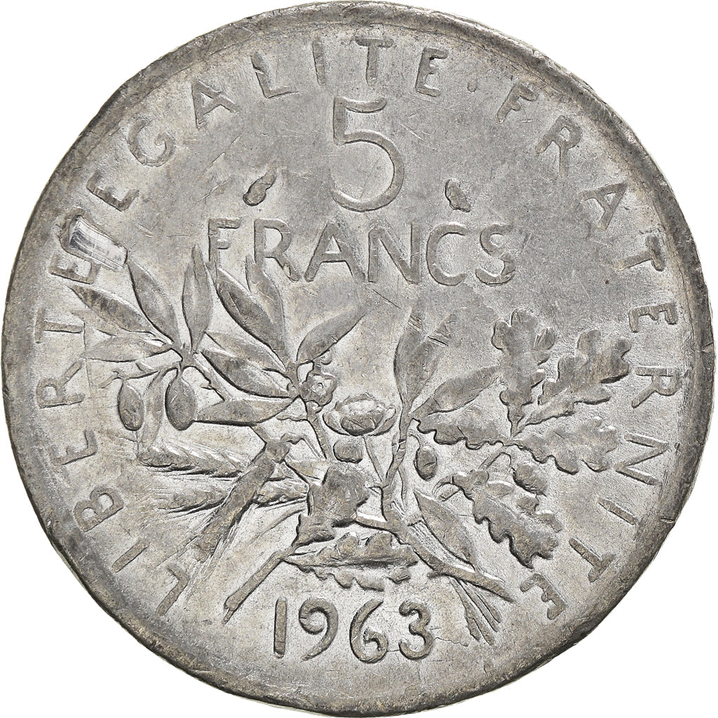 Moneta, Francia, Semeuse, 5 Francs, 1963, Contemporary forgery, BB, Silvery