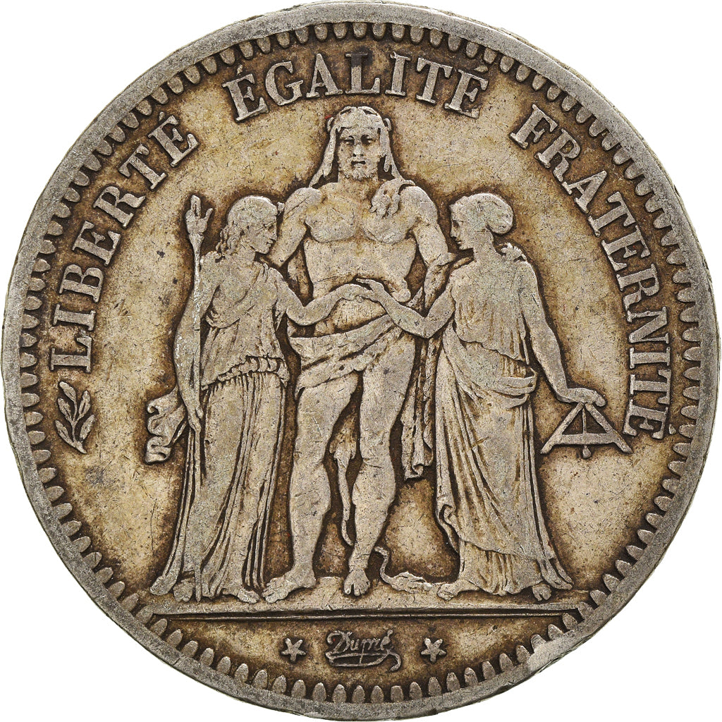Moneta, Francia, Hercule, 5 Francs, 1849, Paris, MB, Argento, KM:756.1