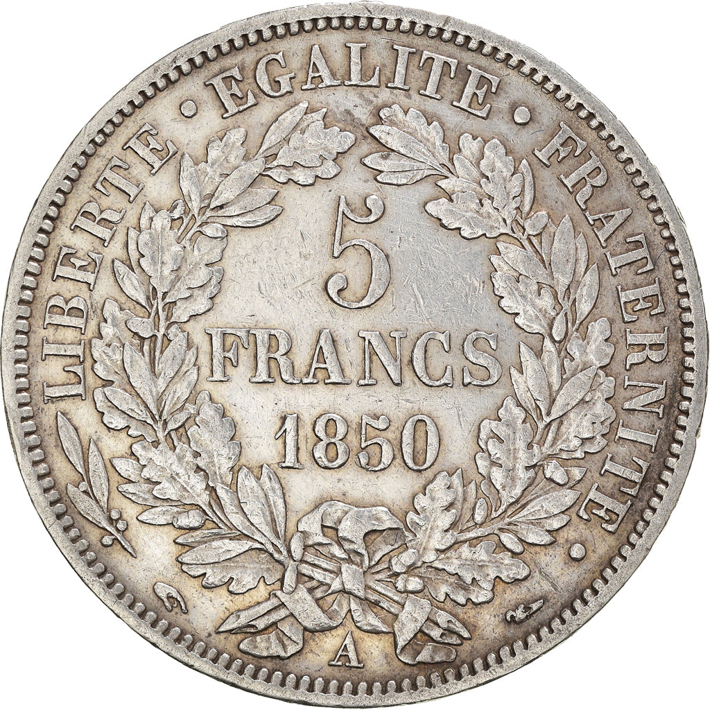Coin, France, Cérès, 5 Francs, 1850, Paris, EF(40-45), Silver, KM:761.1