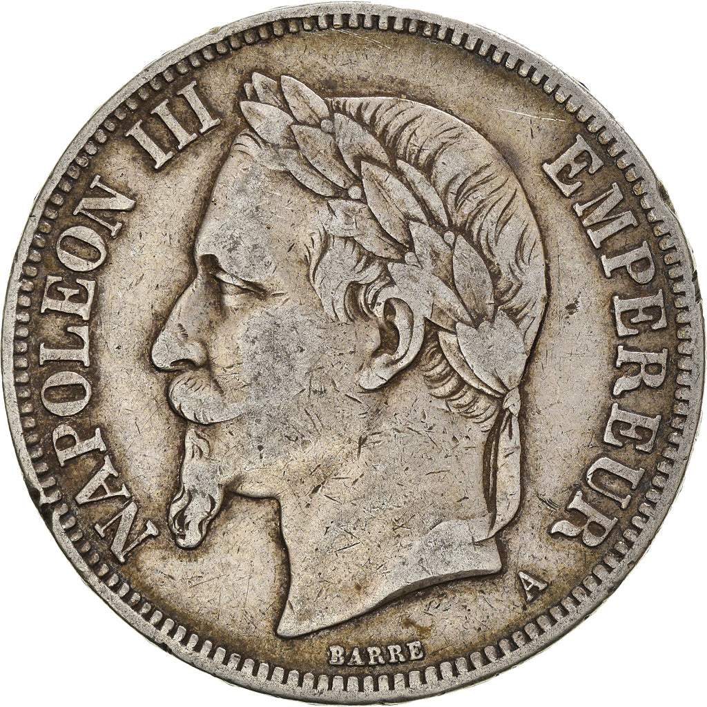 Münze, Frankreich, Napoleon III, 5 Francs, 1870, Paris, S+, Silber, KM:799.1