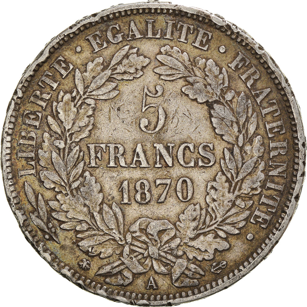 Coin, France, Cérès, 5 Francs, 1870, Paris, Cérès avec légende, EF(40-45)