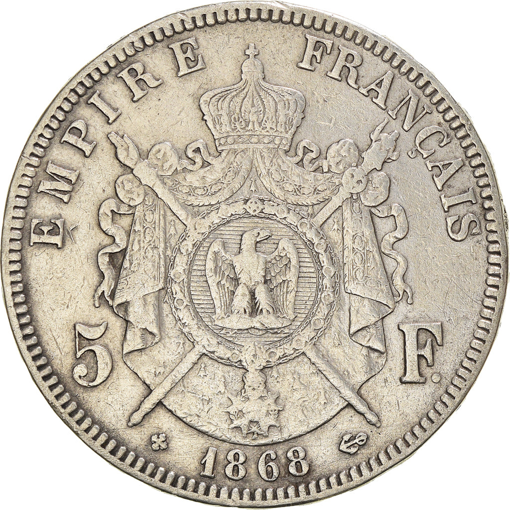 Coin, France, Napoleon III, 5 Francs, 1868, Strasbourg, VF(30-35), Silver