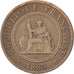 FRENCH INDO-CHINA, Cent, 1885, Paris, KM #1, VF(30-35), Bronze, 31, Lecompte...