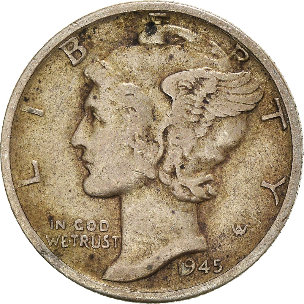 Coin, United States, Mercury Dime, Dime, 1945, U.S. Mint, Denver, VF(30-35)