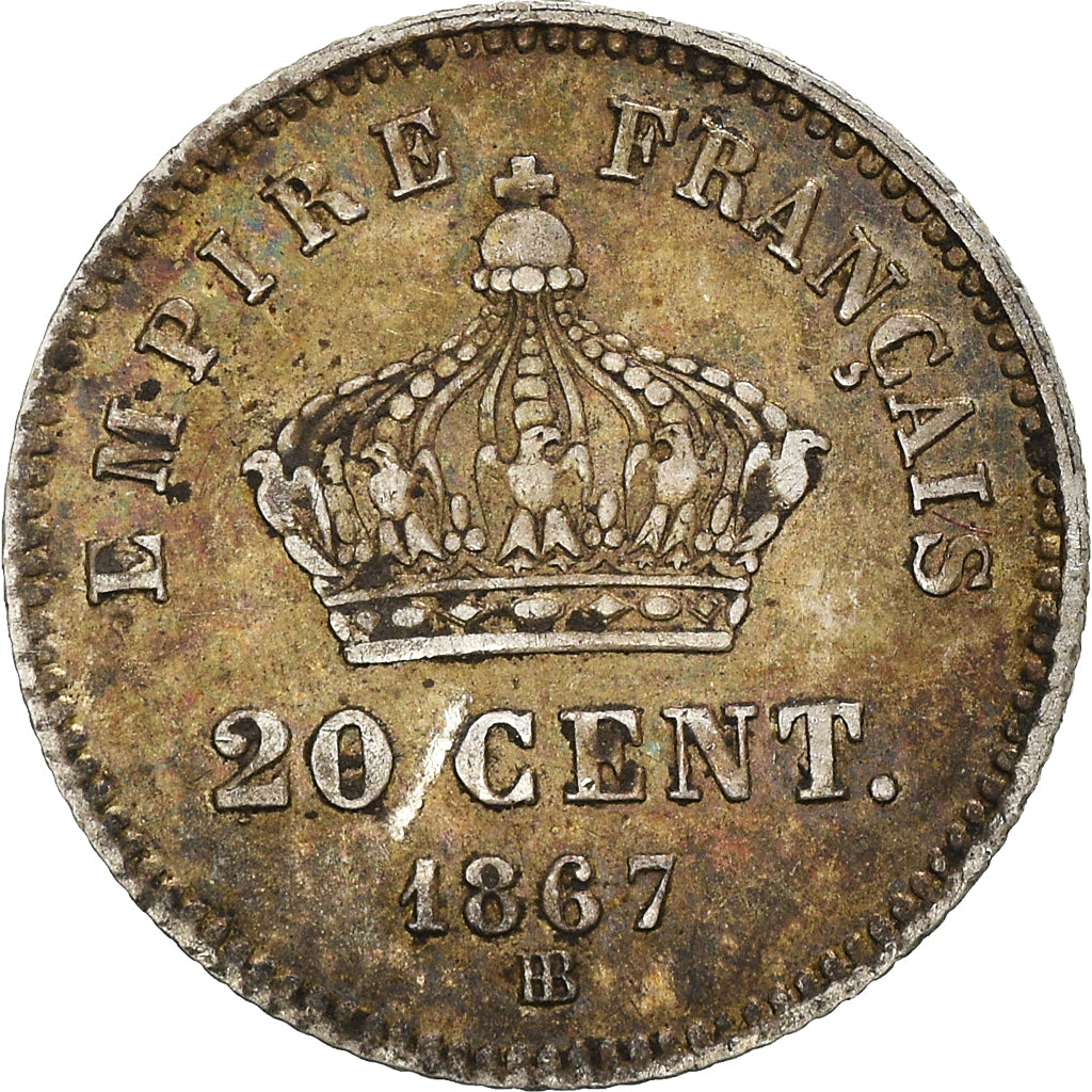 Monnaie, France, Napoleon III, 20 Centimes, 1867, Strasbourg, TTB+, Argent