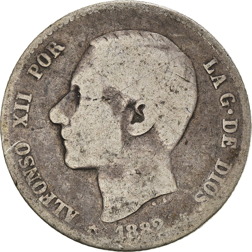 Coin, Spain, Alfonso XII, Peseta, 1882, Madrid, F(12-15), Silver, KM:686