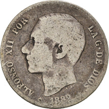 Coin, Spain, Alfonso XII, Peseta, 1882, Madrid, F(12-15), Silver, KM:686