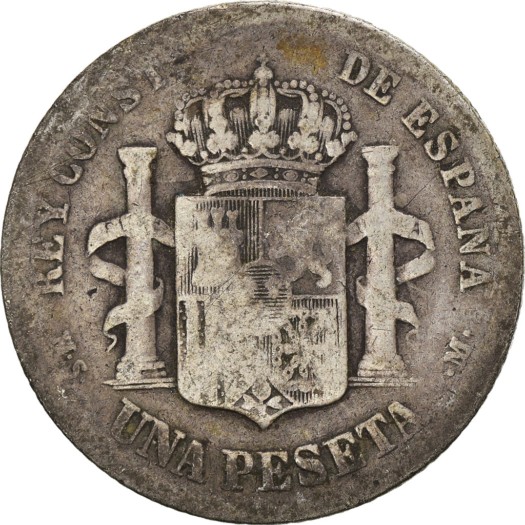 Coin, Spain, Alfonso XII, Peseta, 1882, Madrid, F(12-15), Silver, KM:686