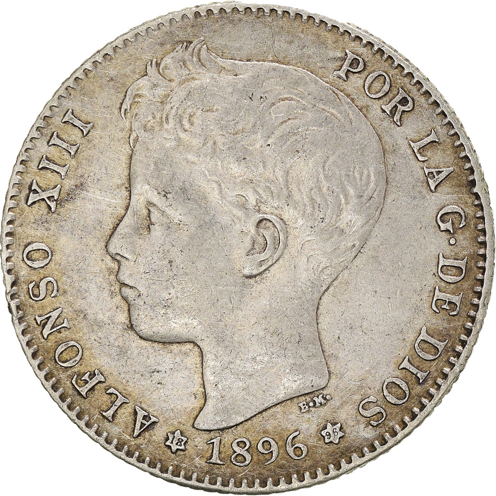 Coin, Spain, Alfonso XIII, Peseta, 1896, AU(50-53), Silver, KM:706
