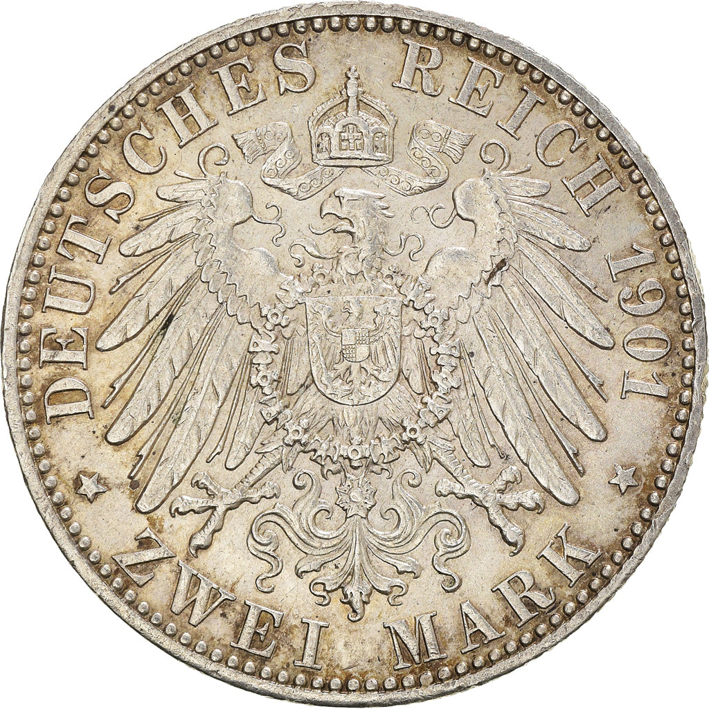 Moneta, Stati tedeschi, PRUSSIA, Wilhelm II, 2 Mark, 1901, Berlin, BB+, Argento