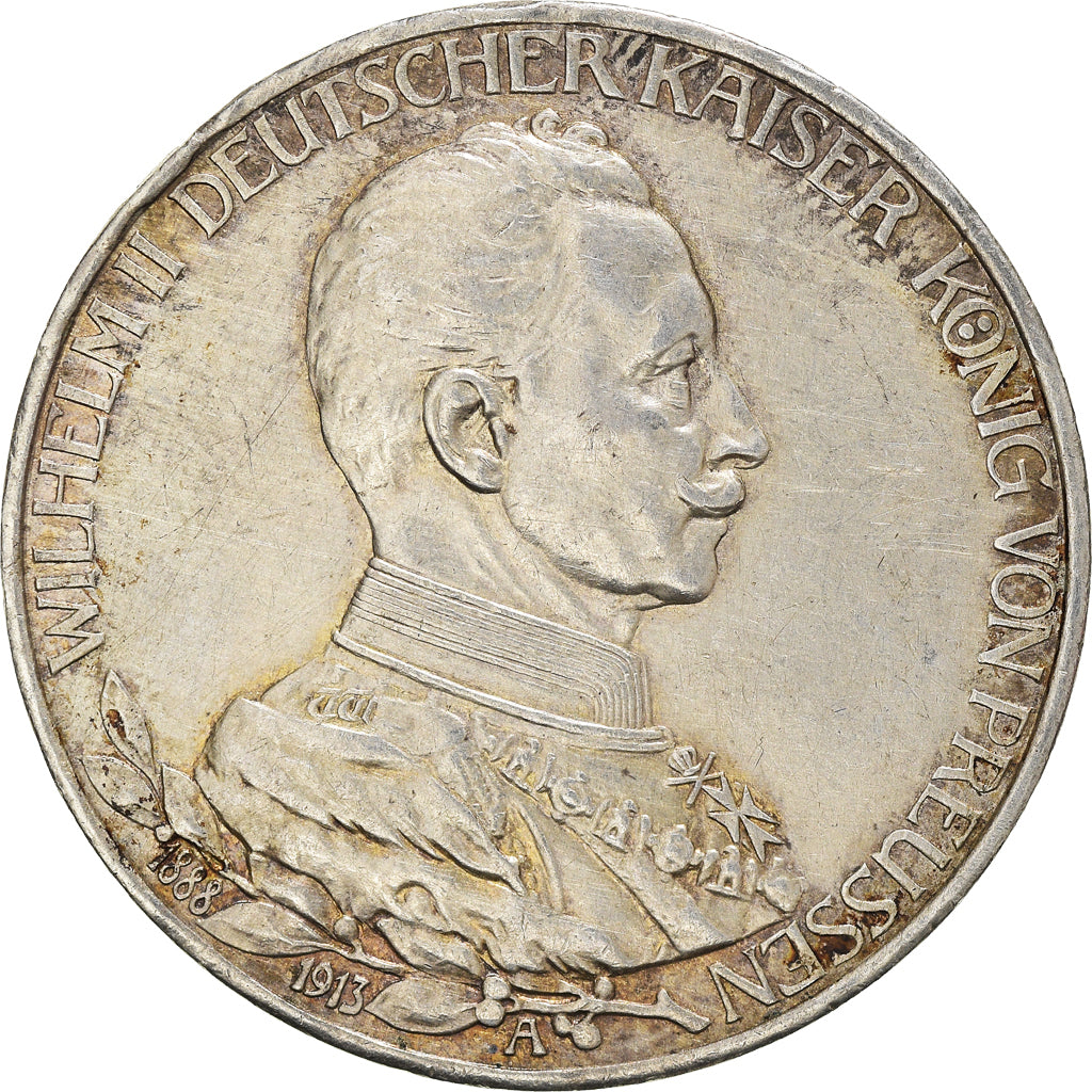 Munten, Duitse staten, PRUSSIA, Wilhelm II, 3 Mark, 1913, Berlin, ZF+, Zilver