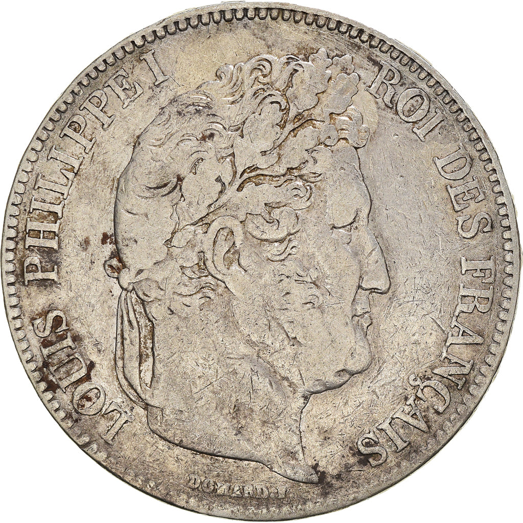 Moneta, Francia, Louis-Philippe, 5 Francs, 1832, Lyon, MB, Argento, KM:749.4