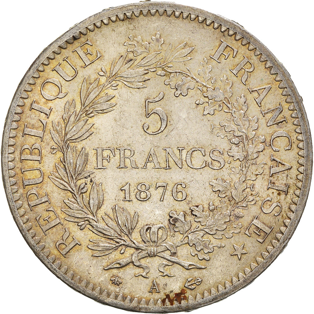 Coin, France, Hercule, 5 Francs, 1876, Paris, AU(50-53), Silver, KM:820.1