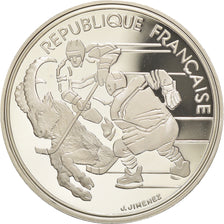 Moneda, Francia, Hockey players, 100 Francs, 1991, Albertville 92, SC+, Plata