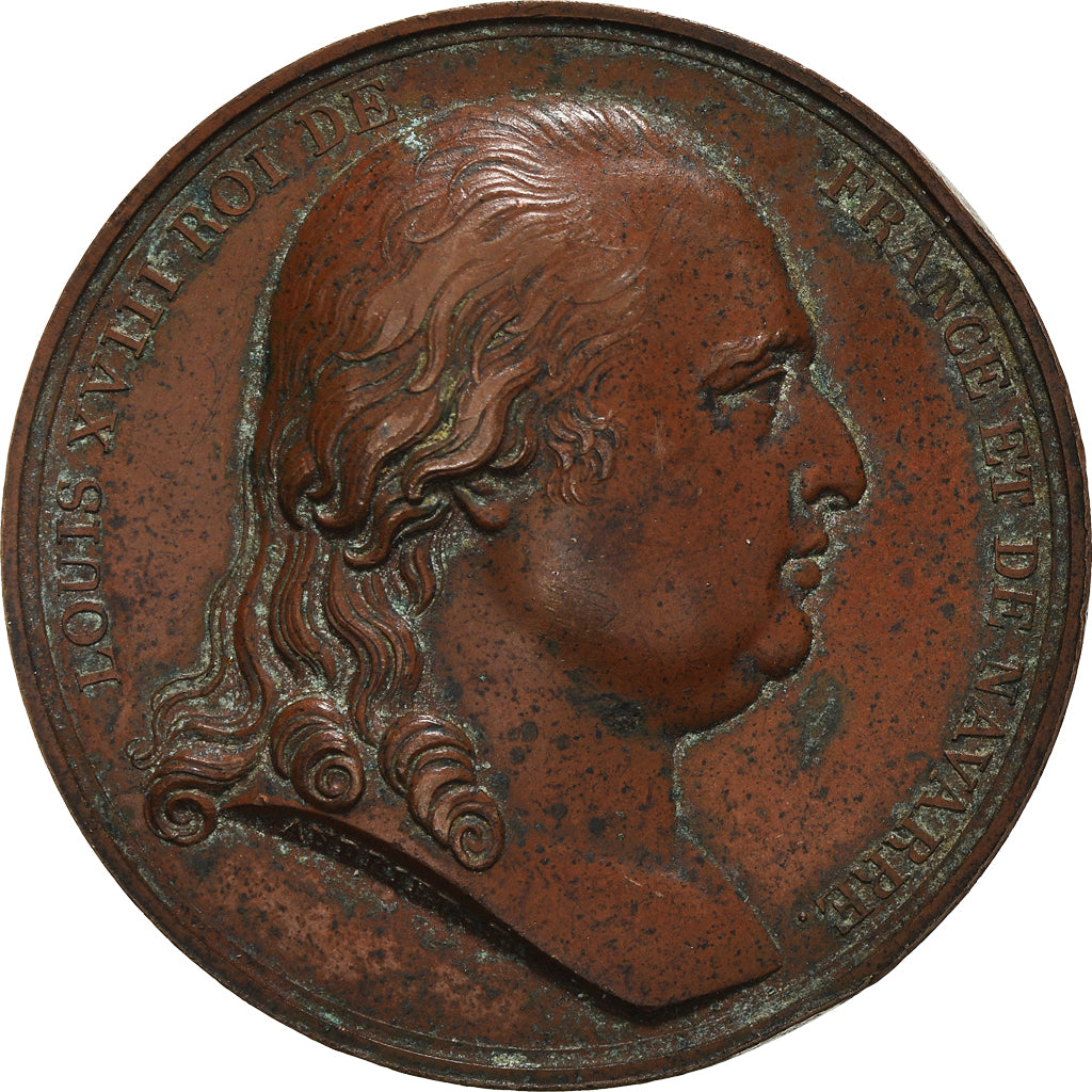 França, Medal, Luís XVIII, Il porte la paix du monde, História, 1814