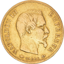 Munten, Frankrijk, Napoleon III, 10 Francs, 1856, Paris, FR, Goud, KM:784.3