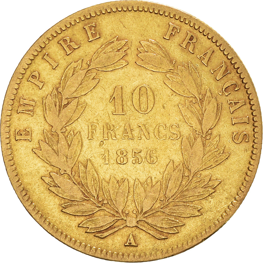 Munten, Frankrijk, Napoleon III, 10 Francs, 1856, Paris, FR+, Goud, KM:784.3