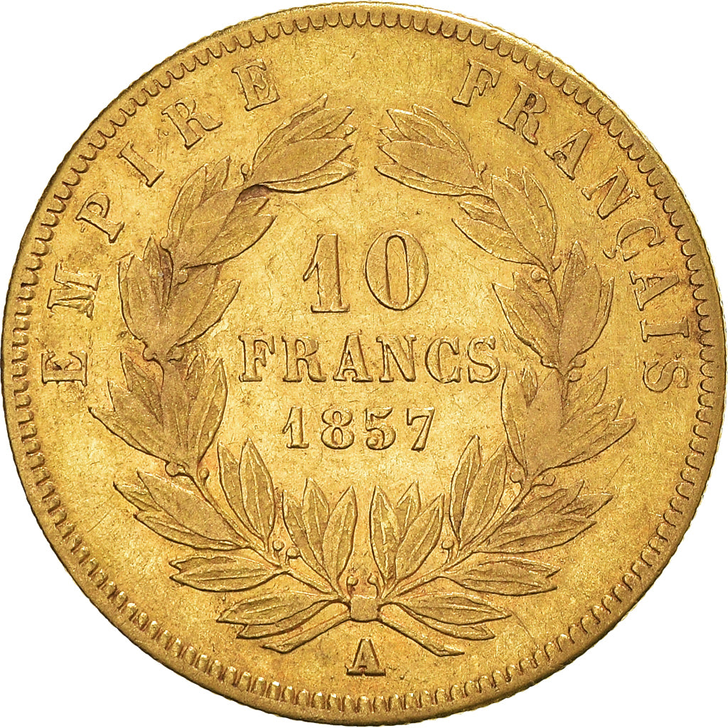 Moneta, Francja, Napoleon III, 10 Francs, 1857, Paris, VF(30-35), Złoto