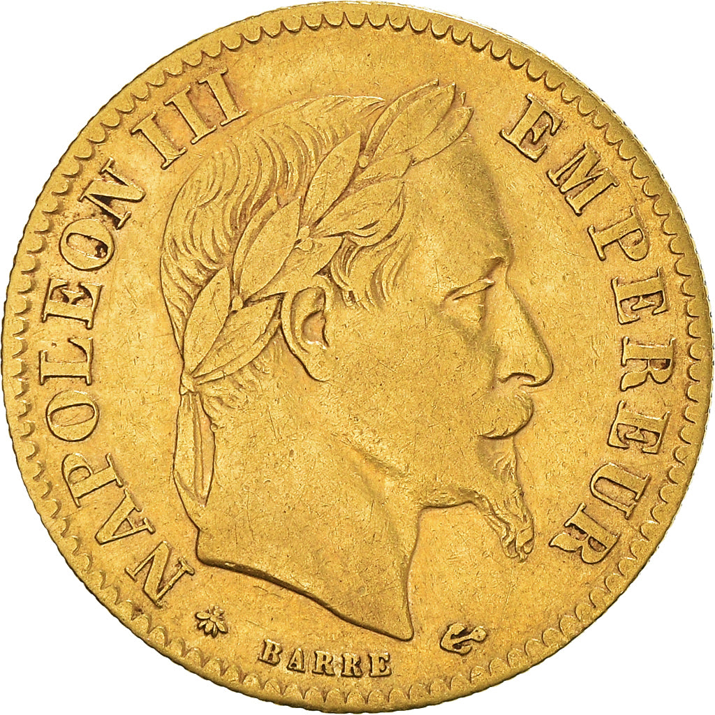 Moneta, Francia, Napoleon III, 10 Francs, 1864, Paris, MB+, Oro, KM:800.1