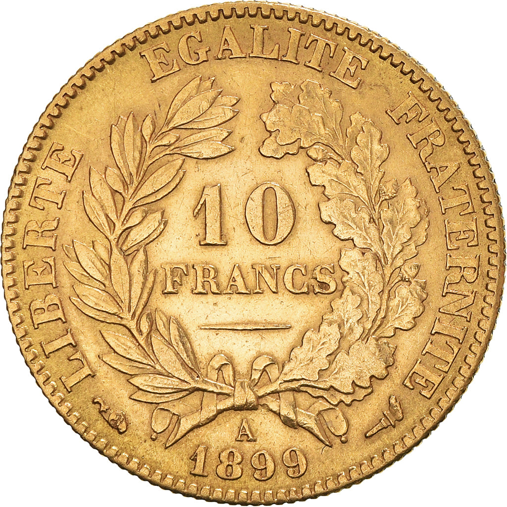 Coin, France, Cérès, 10 Francs, 1899, Paris, EF(40-45), Gold, KM:830