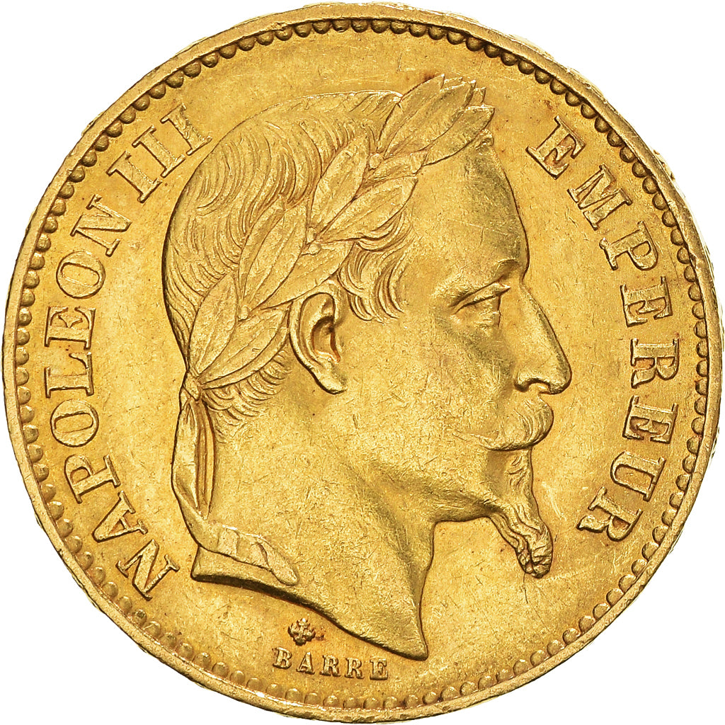 Moneta, Francia, Napoleon III, 20 Francs, 1869, Strasbourg, BB+, Oro, KM:801.2