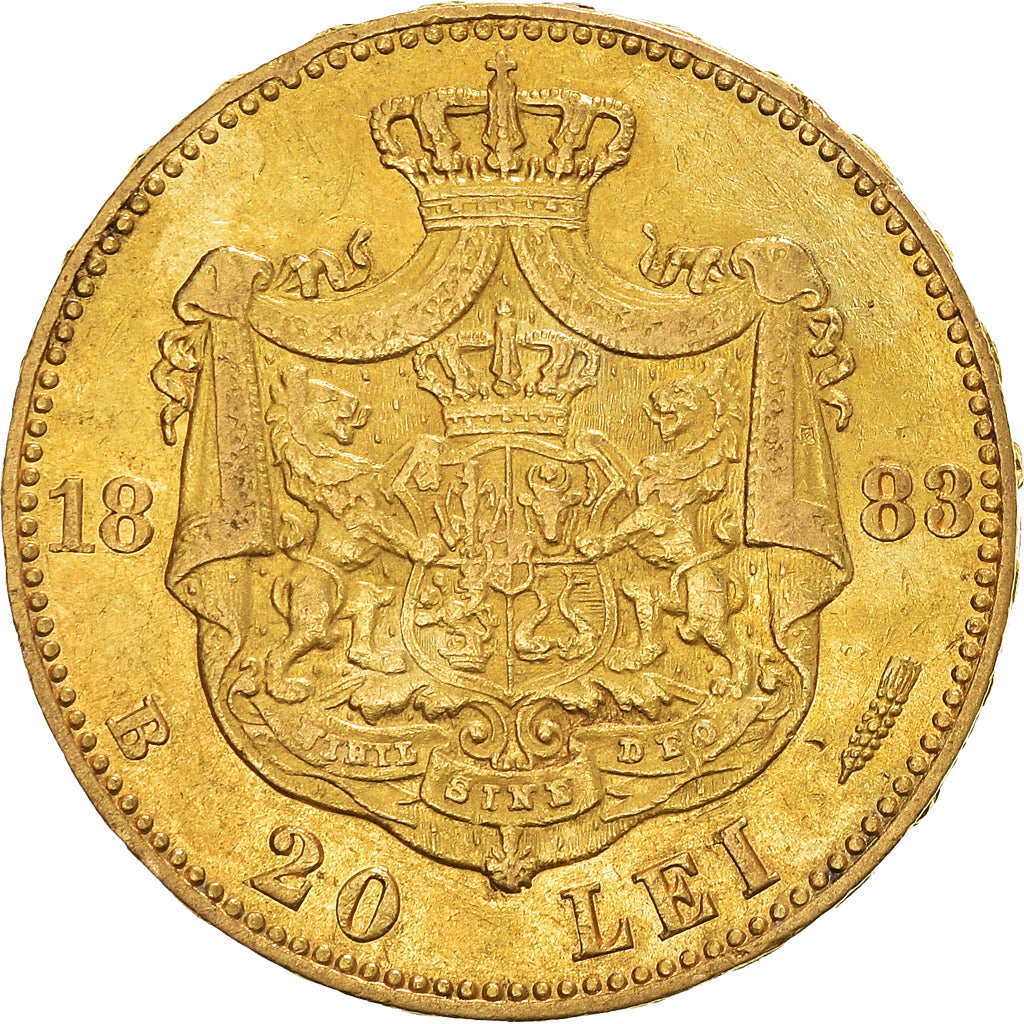 Coin, Romania, Carol I, 20 Lei, 1883, AU(50-53), Gold, KM:20