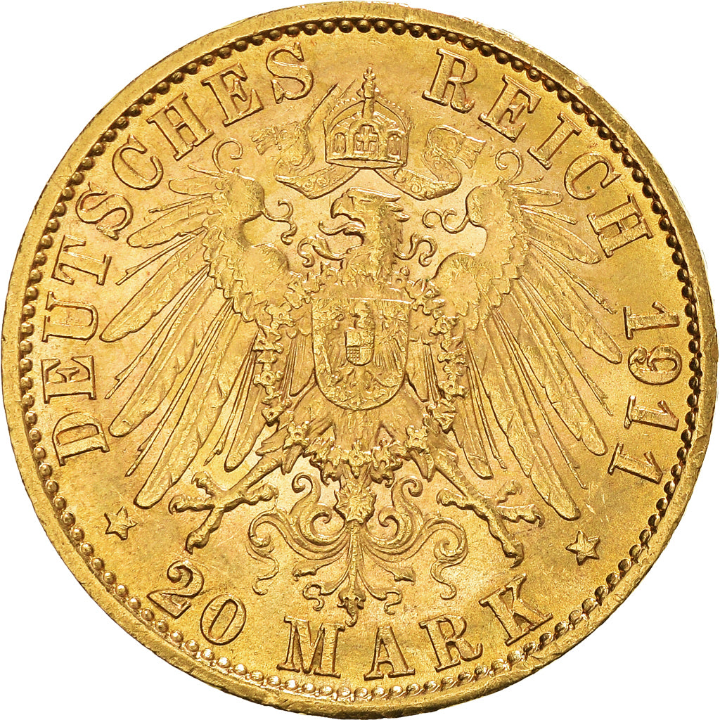Coin, German States, PRUSSIA, Wilhelm II, 20 Mark, 1911, Berlin, MS(60-62)
