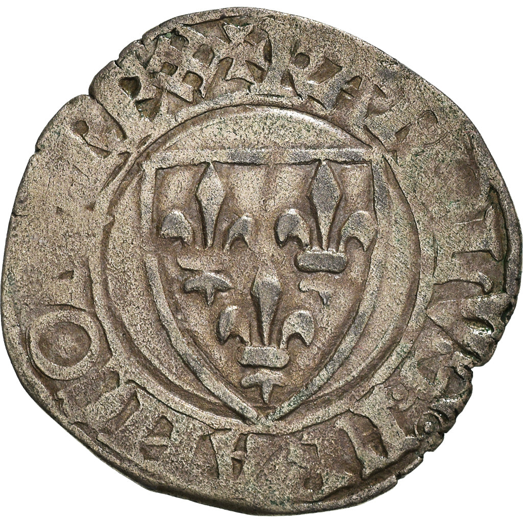 Coin, France, Charles VI, Blanc Guénar, 1411, Rouen, VF(30-35), Billon
