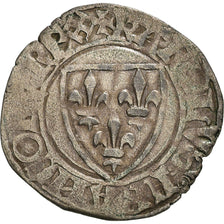 Coin, France, Charles VI, Blanc Guénar, 1411, Rouen, VF(30-35), Billon