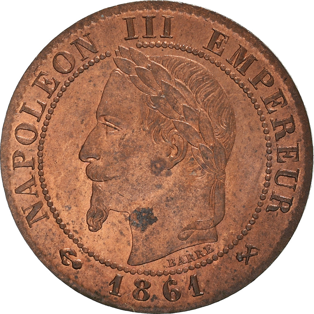 Moneta, Francia, Napoleon III, Centime, 1861, Bordeaux, SPL, Bronzo, KM:795.3