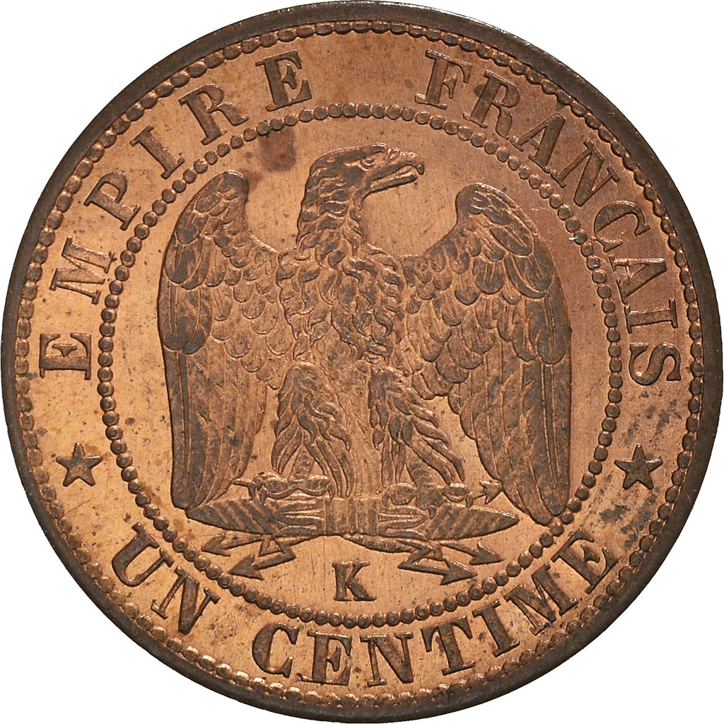 Munten, Frankrijk, Napoleon III, Centime, 1861, Bordeaux, UNC-, Bronzen