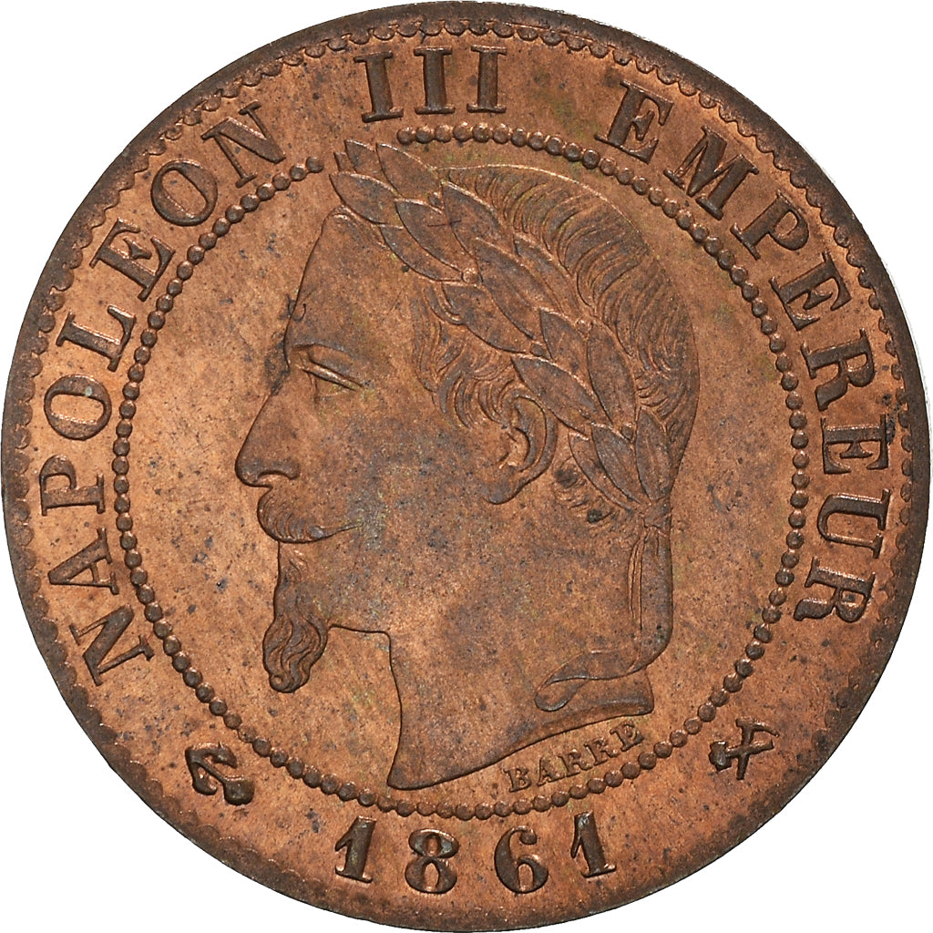 Moneda, Francia, Napoleon III, Centime, 1861, Bordeaux, SC, Bronce, KM:795.3