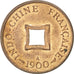 Moneda, Indochina francesa, 2 Sapeque, 1900, Paris, EBC, Bronce, KM:6