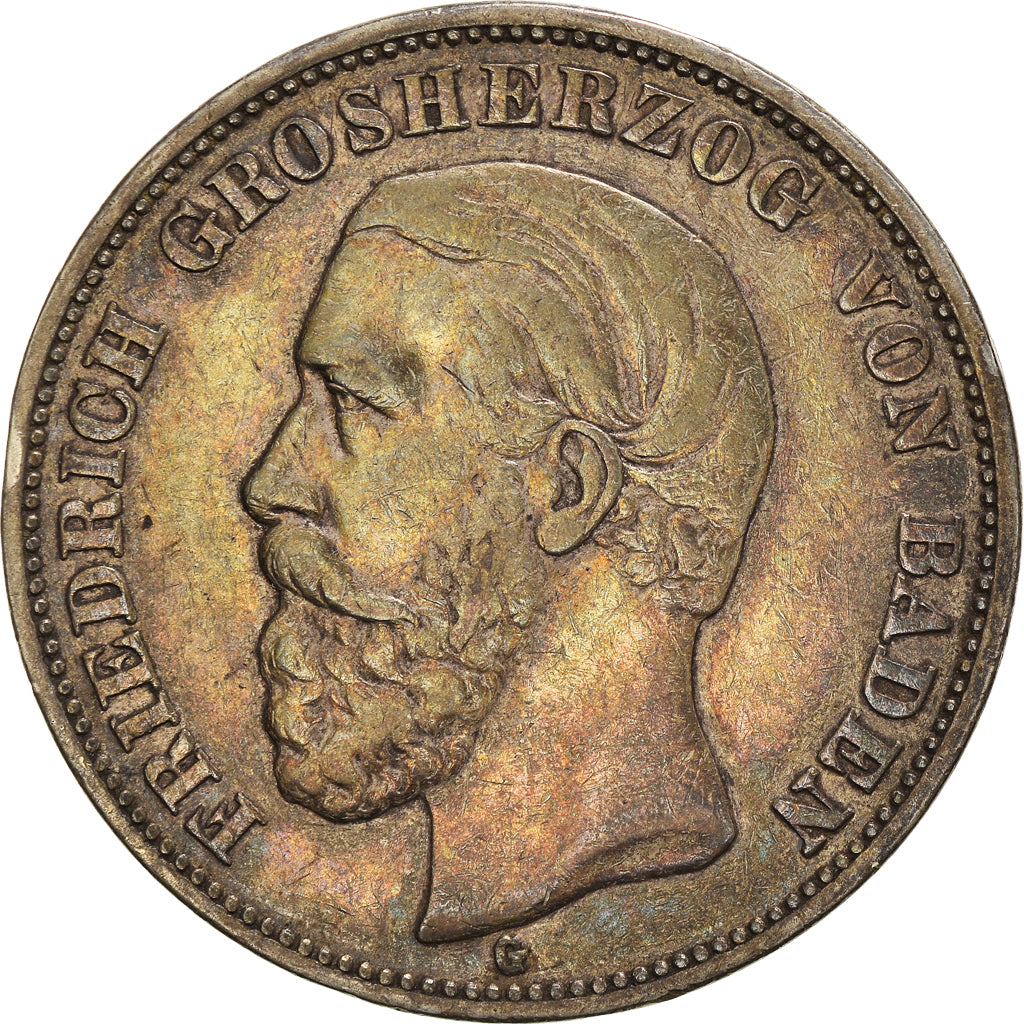 Coin, German States, BADEN, Friedrich I, 5 Mark, 1894, Karlsruhe, EF(40-45)