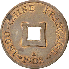 FRENCH INDO-CHINA, 2 Sapeque, 1902, Paris, KM #6, AU(50-53), Bronze, Lecompte...