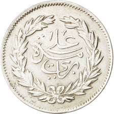 TUNISIA, 2 Piastres, 1891, KM #210, EF(40-45), Silver, Lecompte #42, 5.98