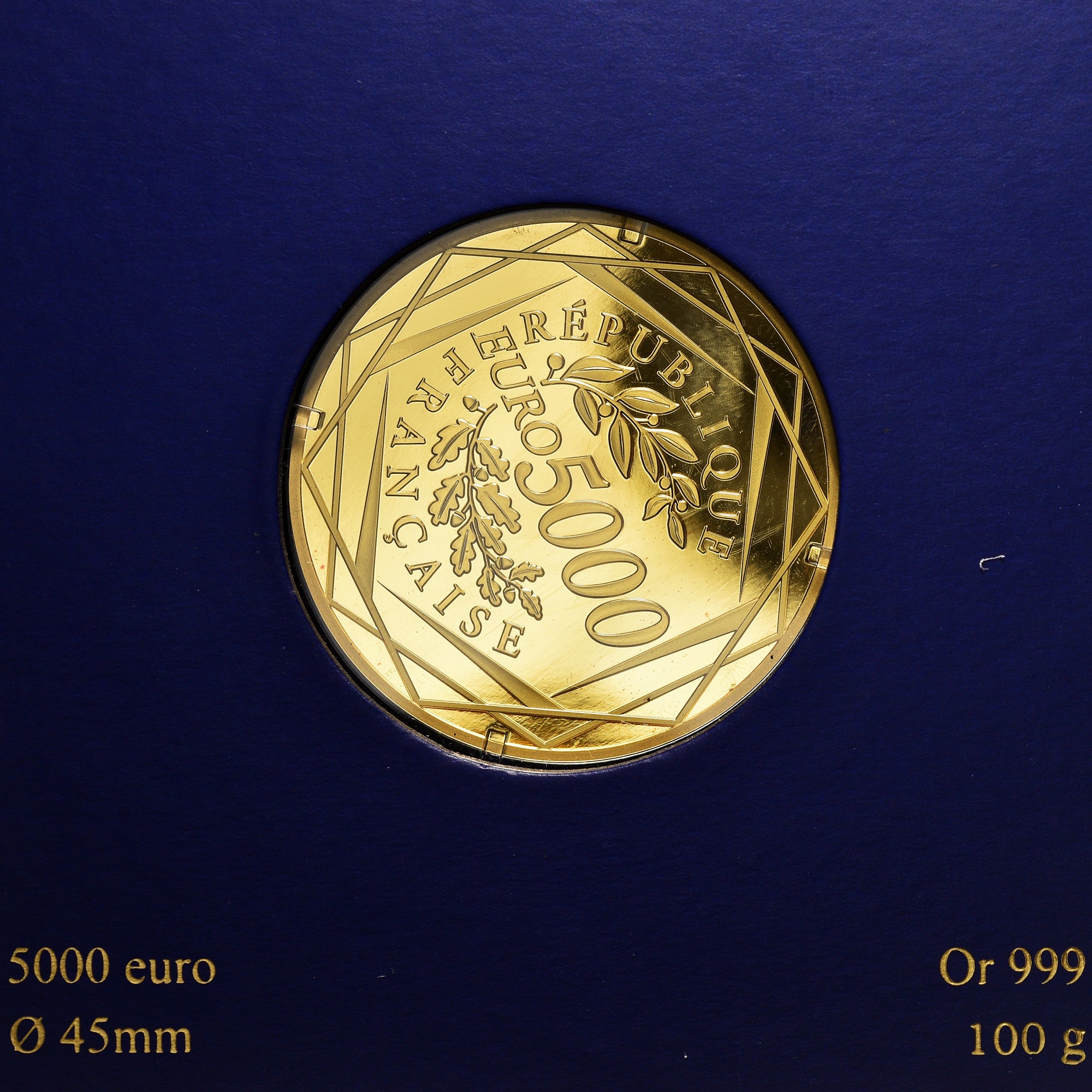 France, 5000 Euro, Rooster, 2015, Paris, FDC, Or