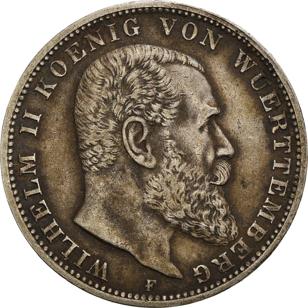 Coin, German States, WURTTEMBERG, Wilhelm II, 3 Mark, 1911, Freudenstadt