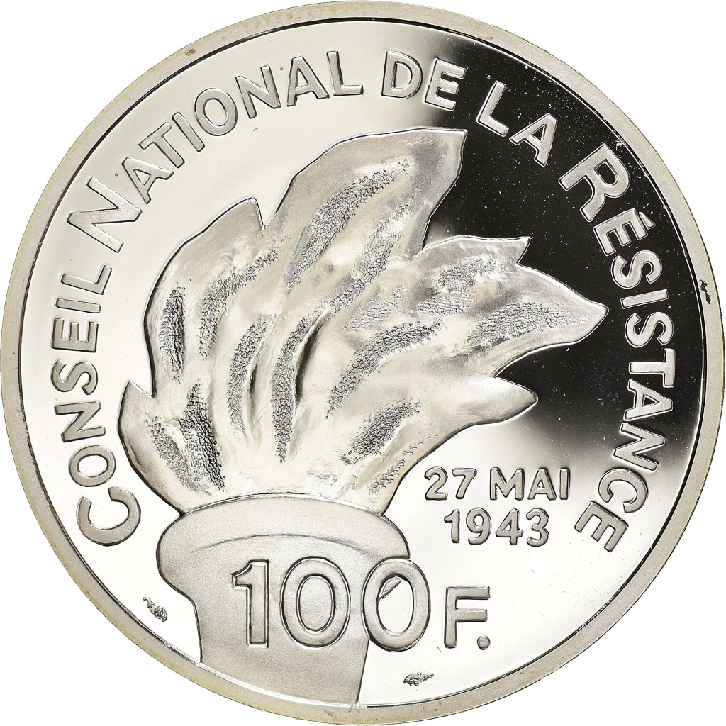 Münze, Frankreich, Jean Moulin, Libération, 100 Francs, 1993, BE, STGL