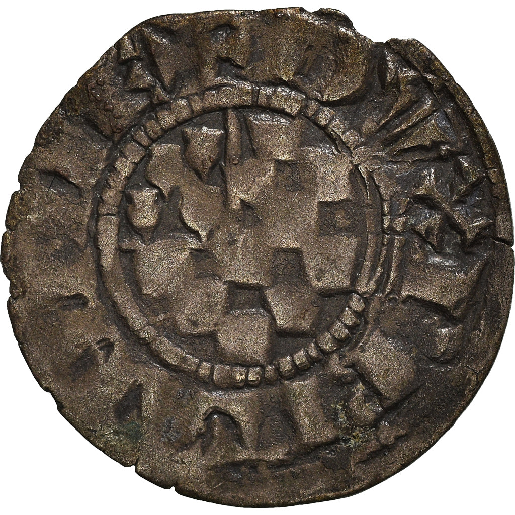 Moneda, Francia, Bretagne, Jean II, Denier, 1286-1341, Guingamp, MBC, Vellón