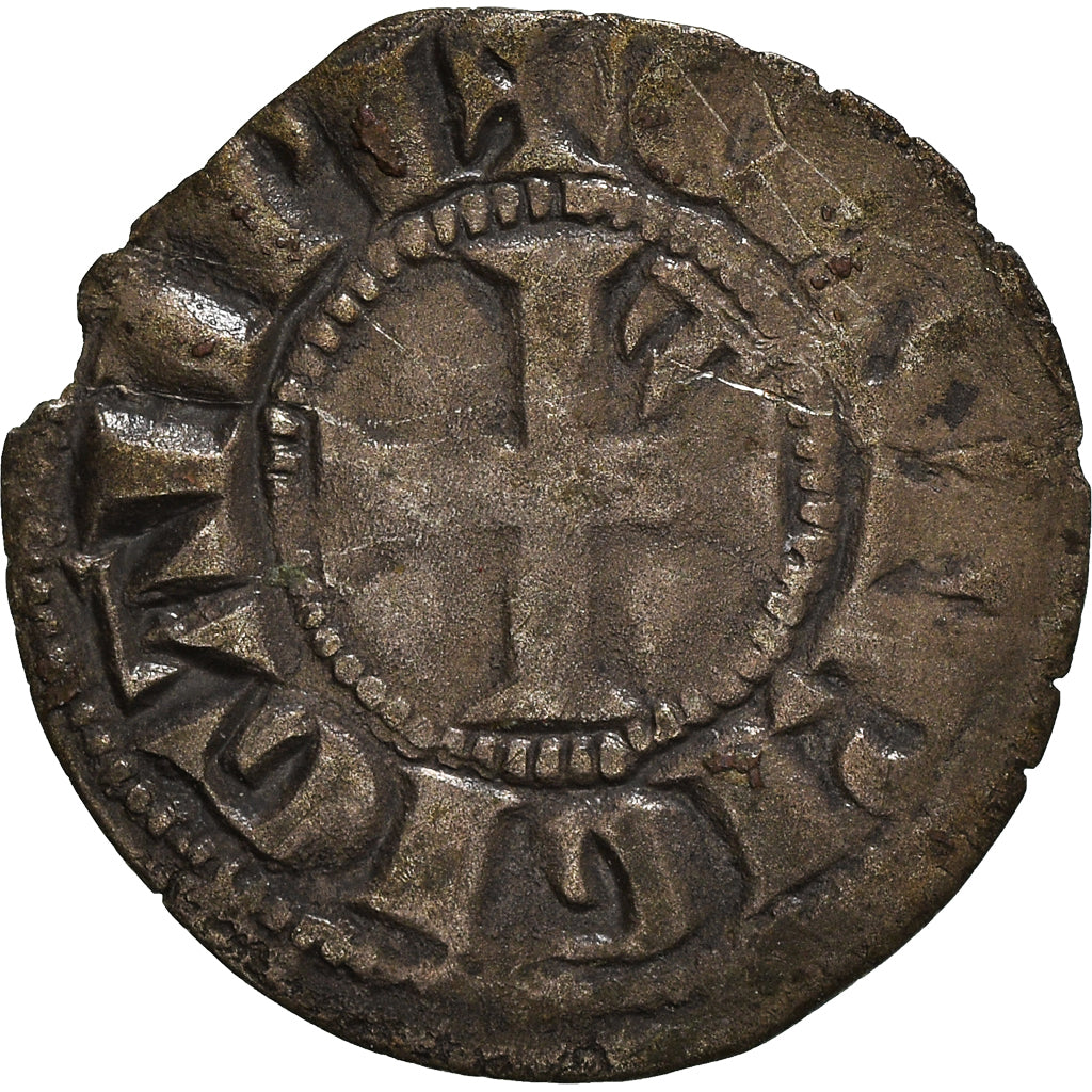 Moneda, Francia, Bretagne, Jean II, Denier, 1286-1341, Guingamp, MBC, Vellón