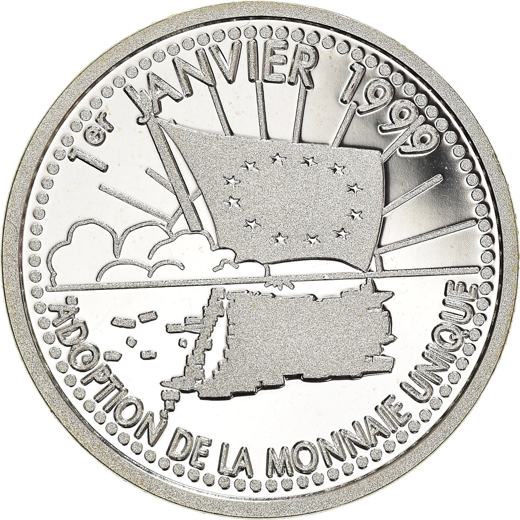 França, Medal, 10 Euro Essai, Adoption de la monnaie Unique, 1999, MS(65-70)