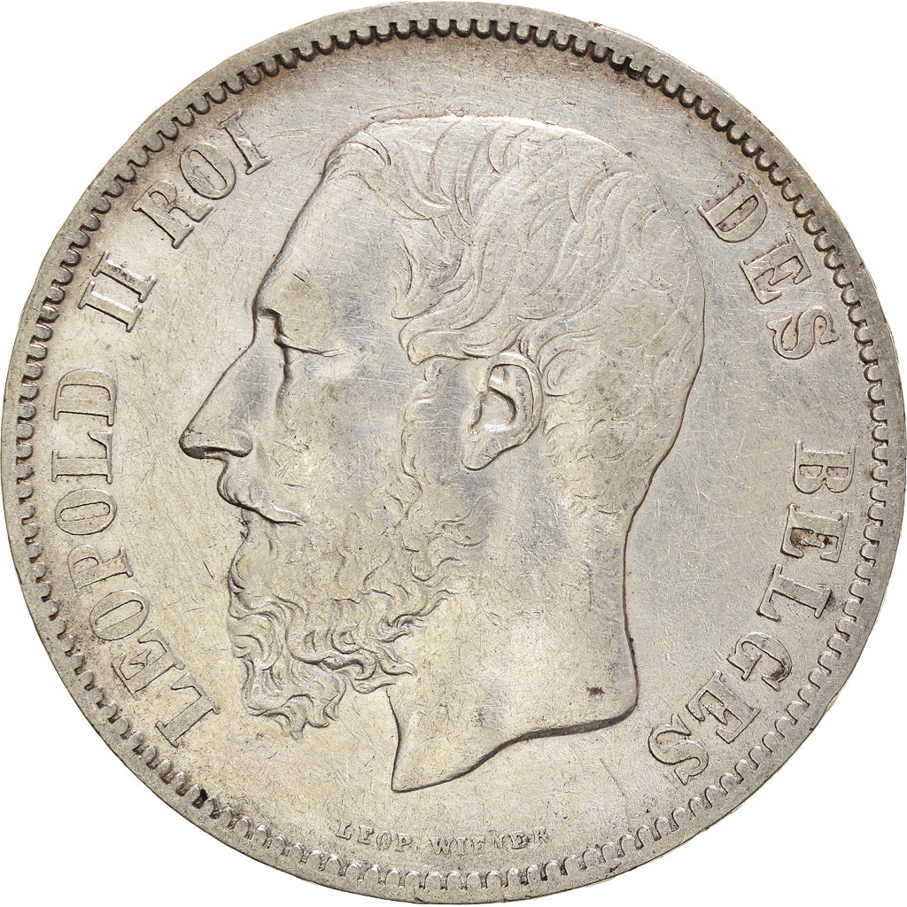 Coin, Belgium, Leopold II, 5 Francs, 5 Frank, 1870, Brussels, VF(30-35), Silver