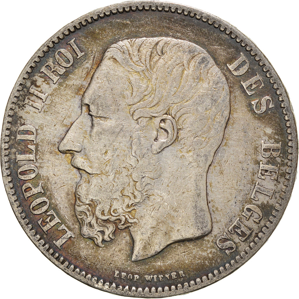 Coin, Belgium, Leopold II, 5 Francs, 5 Frank, 1871, EF(40-45), Silver, KM:24
